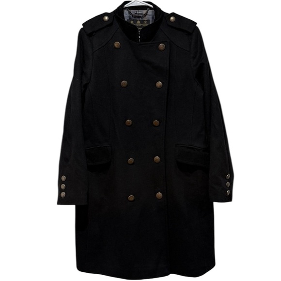 Barbour Womens Commander Wool Cashmere Coat Sz 14 Black Classic Staple Preppy - Picture 14 of 15